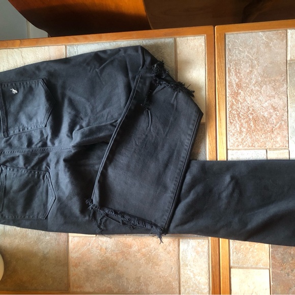 Carly Jean Los Angeles Black Distressed Straight Leg Jeans - Picture 3 of 5